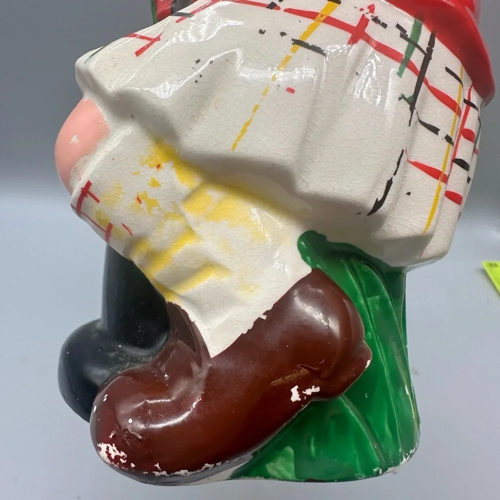 Vintage Charming Red and Green Ceramic Figurine Utensil holder